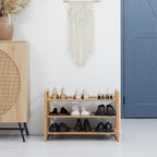 Étagère à chaussures à 3 niveaux porte-chaussures en bambou 9 paires de chaussures 76 x 33 x 51 cm naturel-9