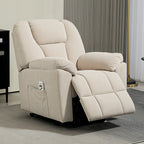 Fauteuil releveur électrique avec fonction massage et chauffage avec dossier inclinable, ports USB, télécommande, beige-9