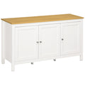 Buffet meuble de rangement avec 3 portes 2 étagères réglables plateau aspect bois clair 120 x 40 x 70 cm blanc-0