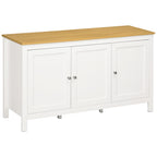 Buffet meuble de rangement avec 3 portes 2 étagères réglables plateau aspect bois clair 120 x 40 x 70 cm blanc-0