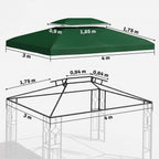 Toile de rechange pour pavillon tonnelle tente 3 x 4 m polyester haute densité 180 g/m² vert-2