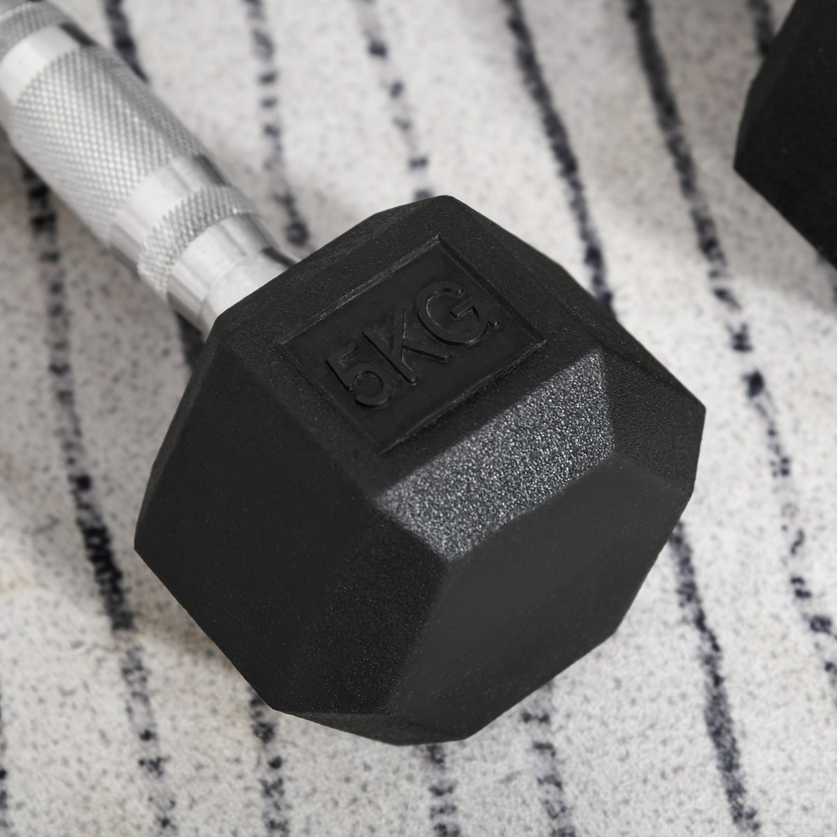 Ensemble d'haltères courtes total 2 x 5 Kg, haltères musculation fitness pour homme et femme, entraînement musculaire & haltérophilie - métal caoutchouc noir-8