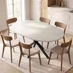 Table à manger extensible ovale pour 4 à 6 personnes, table de cuisine avec rallonge 100-135 cm, effet pierre grise-1