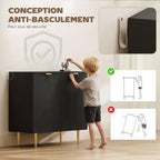 Buffet cuisine meuble de rangement avec 2 portes étagère réglable pieds métalliques surélevés 80 x 40 x 80 cm noir-6