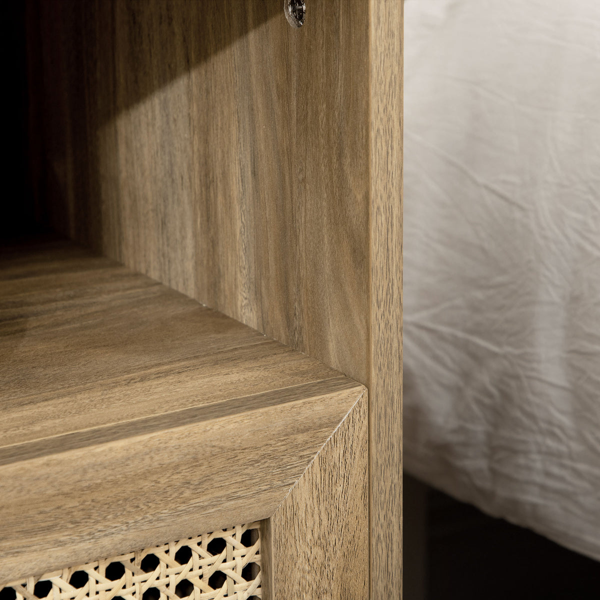 Table de chevet table de nuit avec tiroir porte cannage et niche vintage 45 x 39 x 56,5 cm-7