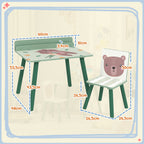 Table Enfant avec Chaise, Ensemble Table et Chaise en Bois pour Dessiner, Jouer, Étudier, Cadeau pour 3-8 Ans, Vert-2