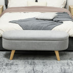 Banc banquette bout de lit coffre de rangement 2 en 1 en tissu avec pieds en bois 110l x 40P x 43H cm gris clair-6