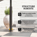 Tonnelle de barbecue à deux niveaux auvent de réception pour jardin avec lumière LED 243 x 148 x 248 cm gris foncé-6
