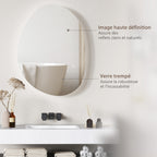 Miroir de Salle de Bain Asymétrique LED 70 x 50 cm - 3 couleurs, anti-buée, montage mural avec interrupteur tactile-5