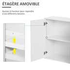 Buffet salon à haut brillance, meuble de rangement avec 2 tiroirs, 3 portes et étagère réglable, style contemporain, buffet salle à manger et cuisine, 106 x 35 x 76 cm, blanc-4