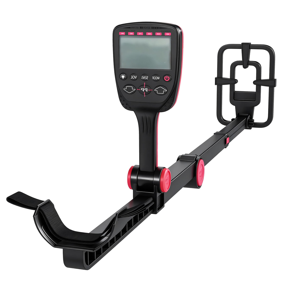 Détecteur de Métaux, Bobine Étanche IP68 avec Écran LCD, 4 Modes, Haute Précision Hauteur Réglable, 139x26x30cm, Noir-0