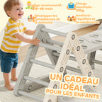 8 en 1 Triangle escalade enfants, arc d'escalade, rampe double-face pour grimper & glisser, 279 x 80 x 69 cm, gris-6