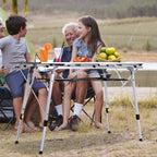 Table pliante en aluminium table de camping table de jardin 6 personnes hauteur réglable + sac de transport-9