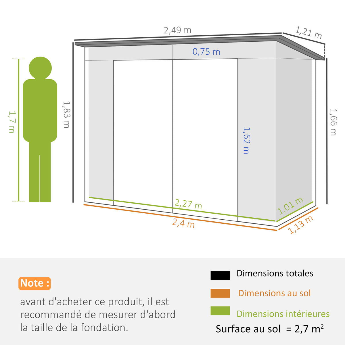 Abri de jardin en métal 3 m² facile à monter, cabane de jardin structure en acier galvanisé améliorée gris clair-2