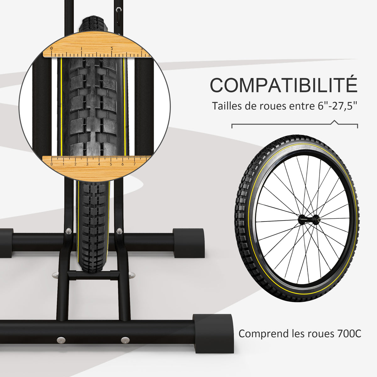 Porte-vélo autoportant idéal pour votre garage maison ou magasin de vélos pour les vélos 24 à 29" et vélo 700 c-4