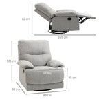 Fauteuil de relaxation inclinable manuellement avec repose-pied ajustable tissu aspect lin gris clair-2