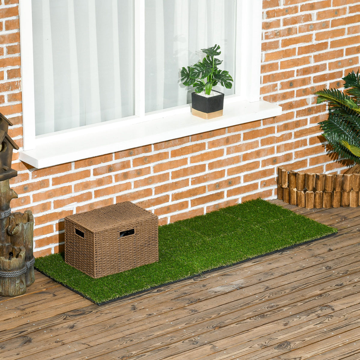 Gazon synthétique Artificiel Set de 10 Dalles Carreaux 30 x 30 cm épaisseur Confort 3,5 cm à emboîter Vert-8