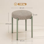 Lot de 4 Tabourets Empilables Ronds avec Assise Rembourrée, sans Dossier, Gain de Place, 45 x 45 x 47,5 cm, Marron Cair-2