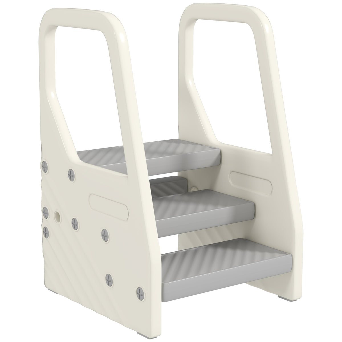 Marchepied enfant escabeau 3 marches pour enfants hauteurs réglables de 3 à 2 marches 43 x 42 x 65,5 cm gris-0