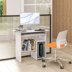 Bureau d'ordinateur, bureau avec rangement, plateau pour clavier et support de moniteur, 80 x 45 x 75 cm, blanc-1