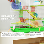 Cage pour hamster souris petit animaux rongeur avec tunnel mangeoire roue jouet 47 x 30 x 59 cm vert-5