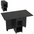 Table à Manger Pliante, Table de Cuisine Extensible pour 2 à 4 Personnes, 2 Abattants, 120 x 72 x 75 cm, Noir-0