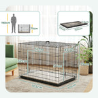 Cage caisse de transport pliante pour chien poignée, plateau amovible, coussin fourni 105 x 70 x 75 cm noir-2