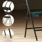 Lot de 4 chaises pliantes chaises de salle à manger portables avec assises et dossiers rembourrés en velours côtelé bleu-5