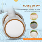Draisienne vélo Enfant 4 roues selle réglable, guidon ergonomique alliage alu. PP, enfant 1 à 3 ans - Marron Blanc-6