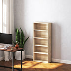 Bibliothèque étagère de rangement 5 niveaux avec étagères réglables pour salon, chambre, bureau, 60x24x133,5cm, naturel-1