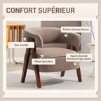 Fauteuil de salon en tissu bouclette, chaise rembourrée, assise large, dossier ergonomique, 70 x 64 x 71 cm, marron-3