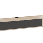 Meuble TV suspendu, meuble télé pour téléviseur jusqu'à 60 pouces, tiroir rabattable 2 étagères 140x24x16cm bois naturel-9