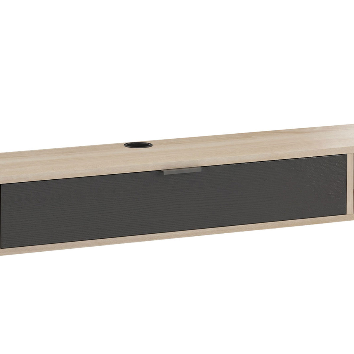 Meuble TV suspendu, meuble télé pour téléviseur jusqu'à 60 pouces, tiroir rabattable 2 étagères 140x24x16cm bois naturel-9