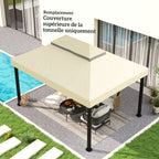 Toile pour tonnelle toile de rechange pour tonnelle à 2 niveaux protection UPF30+ trous de drainage 4 x 3 m crème-6