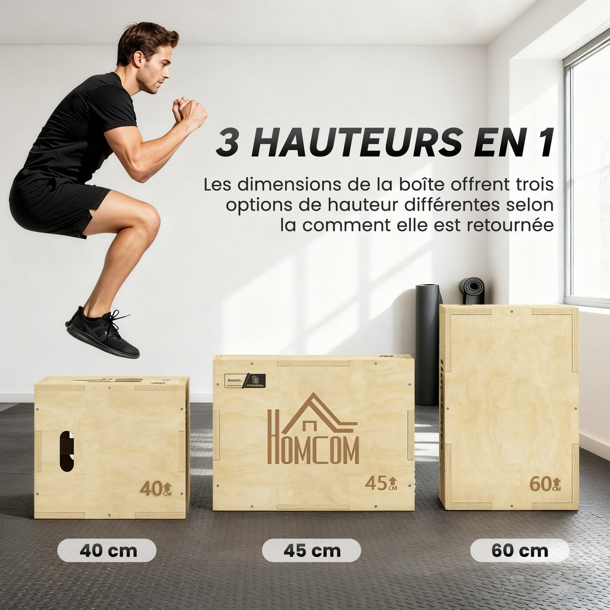 Box jump pliométrie 3 en 1 - Collaboration .fr x FFHandball - boîte à saut musculation fitness bois-3