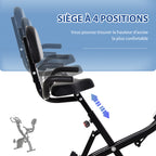 Vélo d'Appartement Pliable 4-en-1 - Ergomètre Magnétique Silencieux avec Cordes de Résistance - Sport Maison et Cardio-training avec Roulettes, Selle Confort et LCD (Max 120kg), Noir-4