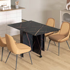 Table pliante cuisine table à manger pliable avec 2 abattants 2 roues avec freins 120 x 80 x 73 cm noir marbré imitation-1