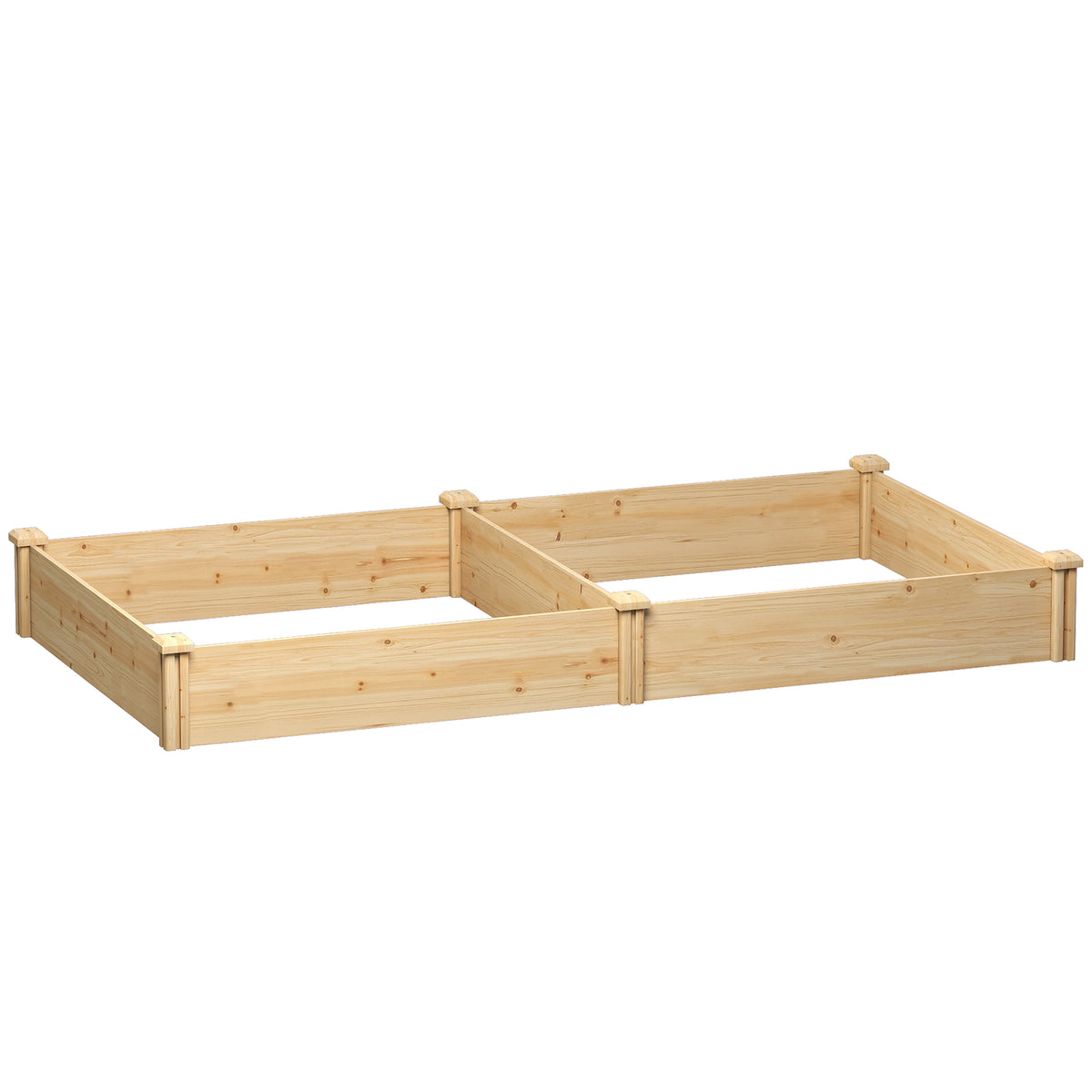 Carré Potager de jardin en Bois massif, Jardinière Surélevé avec séparateur, 235 x 121 x 26 cm, effet Bois Naturel-0