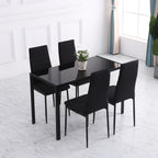 Lot de 4 chaises de salle à manger chaises de cuisine avec dossier haut pieds en métal et tissu en lin 41x50x97cm noir-5