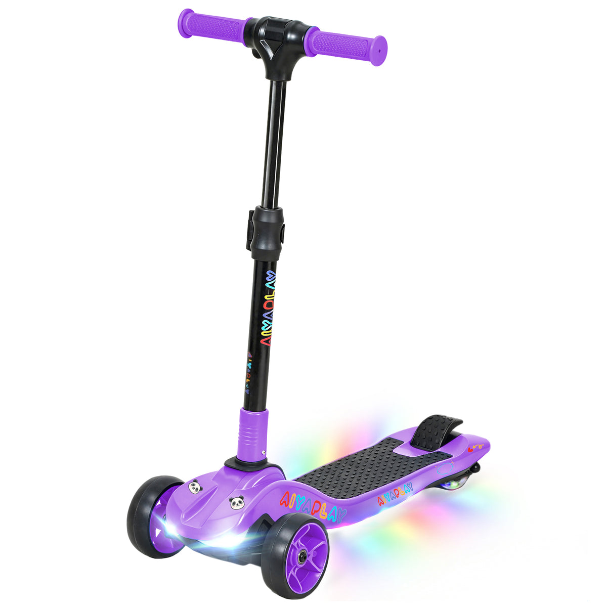 Trottinette électrique pour enfant 6 à 10 ans, pliable 3 roues démarrage zéro, vitesse maximale 8 km/h 64x29x83cm violet-0