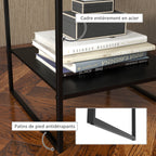 Table basse d'appoint carrée style industriel en métal noir avec une étagère - 40 x 40 x 45 cm noir-4