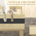 Table de salle à manger pour 6 personnes en bois aspect naturel et noir, dim. 140L x 90l x 75H cm-4