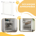 Barrière de sécurité pour chien barrière d'escalier extensible double verrouillage 74-80 x 76 cm blanc-7
