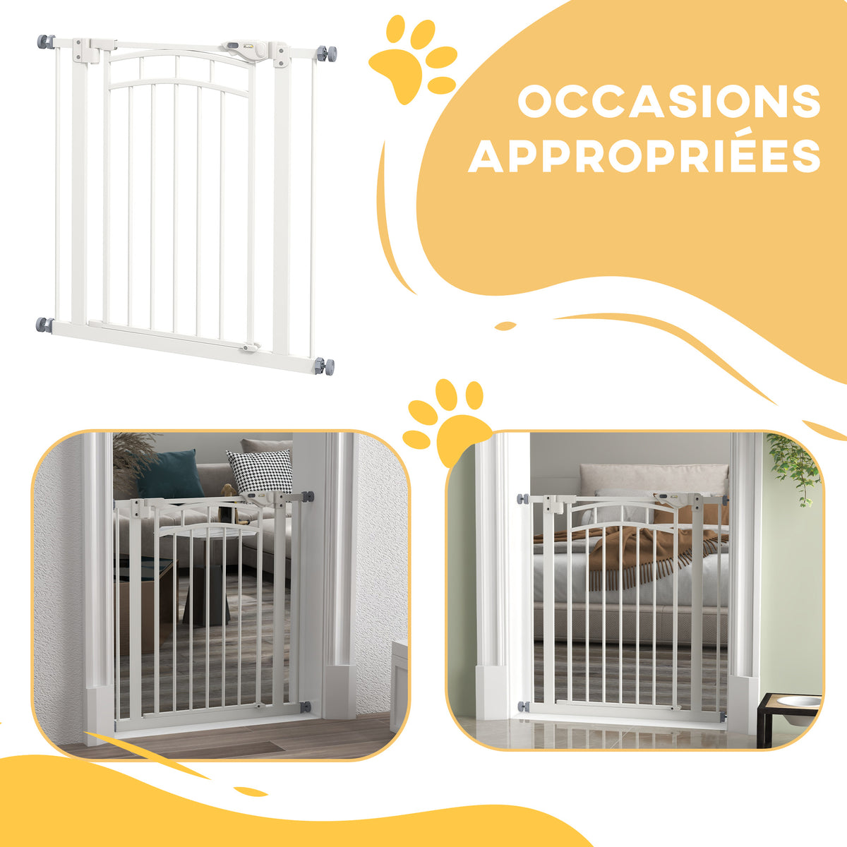 Barrière de sécurité pour chien barrière d'escalier extensible double verrouillage 74-80 x 76 cm blanc-7