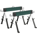 lot de 2 tréteaux pliables en métal, charge max 1160 kg, hauteur réglable 64-81cm, poignée de transport, vert-0