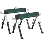 lot de 2 tréteaux pliables en métal, charge max 1160 kg, hauteur réglable 64-81cm, poignée de transport, vert-0