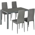 Ensemble table à manger avec 4 chaises, table de cuisine avec chaises en cuir synthétique, 120 x 70 x 75 cm, gris-0