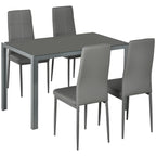 Ensemble table à manger avec 4 chaises, table de cuisine avec chaises en cuir synthétique, 120 x 70 x 75 cm, gris-0