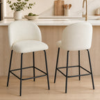 Lot de 2 Tabourets de Bar, Chaises de Bar, Repose-Pieds et Dossier, Tissu Effet Lin, Hauteur d'Assise 68cm, Crème-9