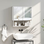 Armoire murale salle de bain avec miroir, meuble salle de bain, 2 portes miroir, étagère ouverte 60 x 16 x 60 cm blanc-1
